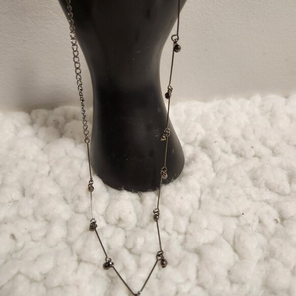 Delicate Black Costume Necklace – Smoky Black Beads, 16” Chain - Picture 10 of 10